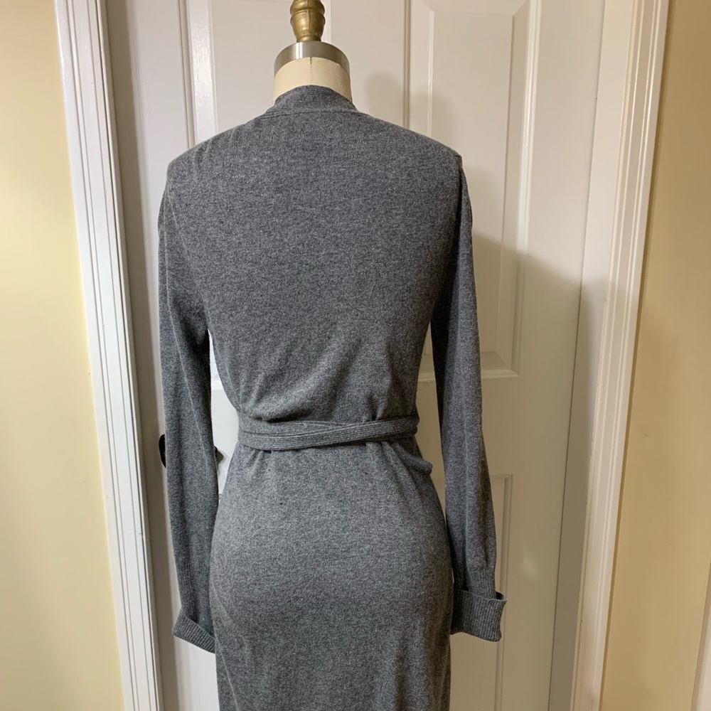 knit wrap grey dress